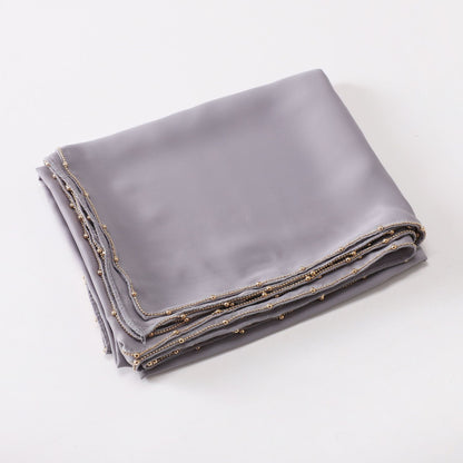 Solid-color synthetic silk headscarf