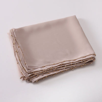 Solid-color synthetic silk headscarf