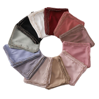 Solid-color synthetic silk headscarf