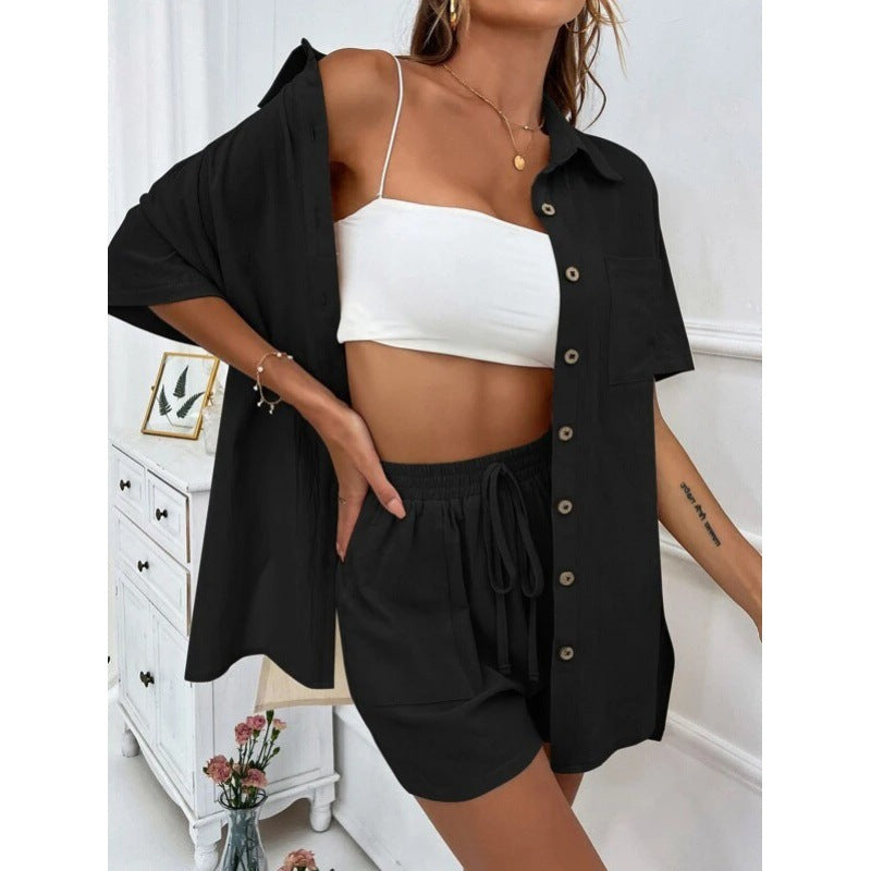 Solid Color Tether Shirt Set