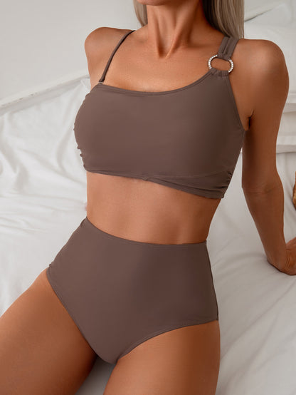 Solid Color Two-Piece Bikini Swimsuit