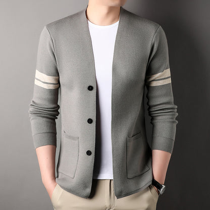 Solid-color versatile knit sweater jacket