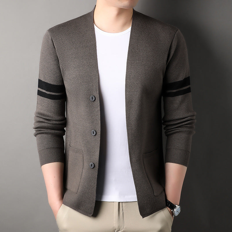 Solid-color versatile knit sweater jacket