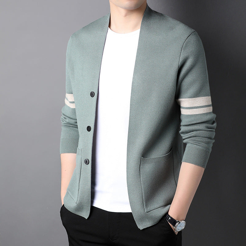 Solid-color versatile knit sweater jacket