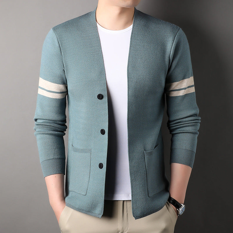 Solid-color versatile knit sweater jacket