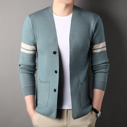 Solid-color versatile knit sweater jacket
