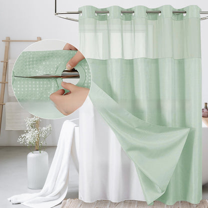 Solid-color waffle double-layer shower curtain