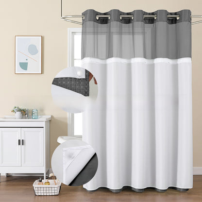 Solid-color waffle double-layer shower curtain