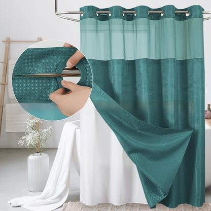 Solid-color waffle double-layer shower curtain
