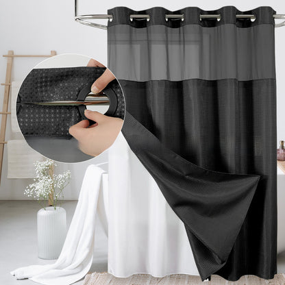 Solid-color waffle double-layer shower curtain