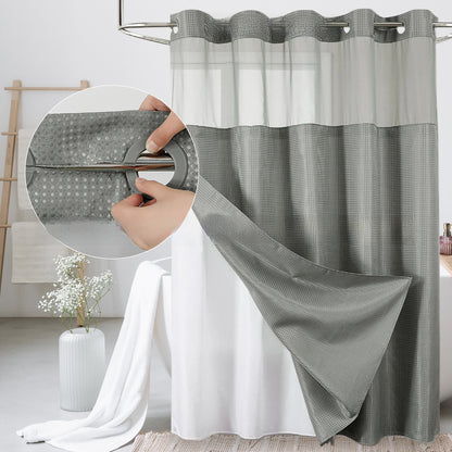 Solid-color waffle double-layer shower curtain