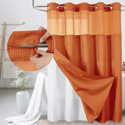 Solid-color waffle double-layer shower curtain