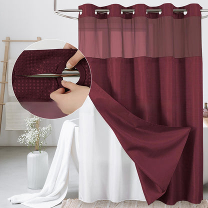 Solid-color waffle double-layer shower curtain