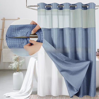 Solid-color waffle double-layer shower curtain