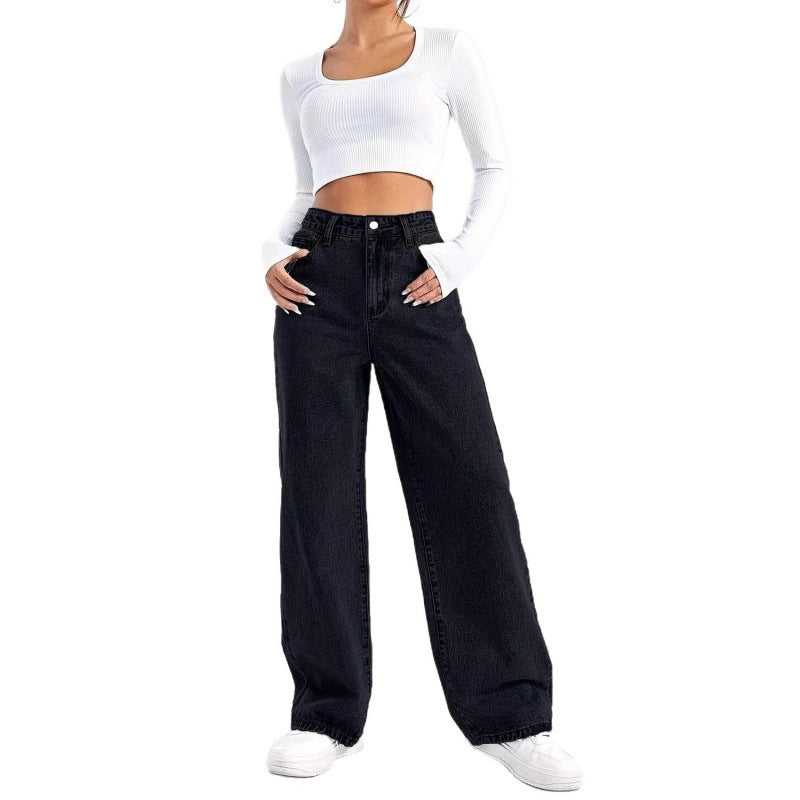 Solid Color Wide-Leg Pants