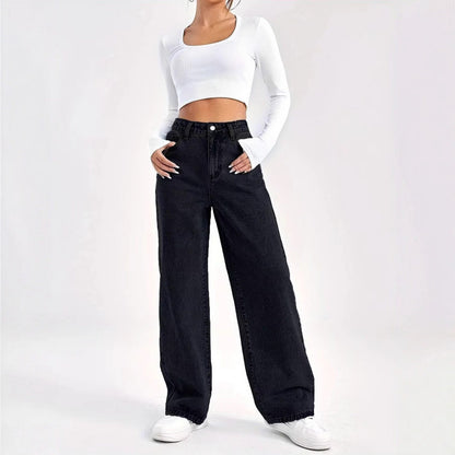 Solid Color Wide-Leg Pants