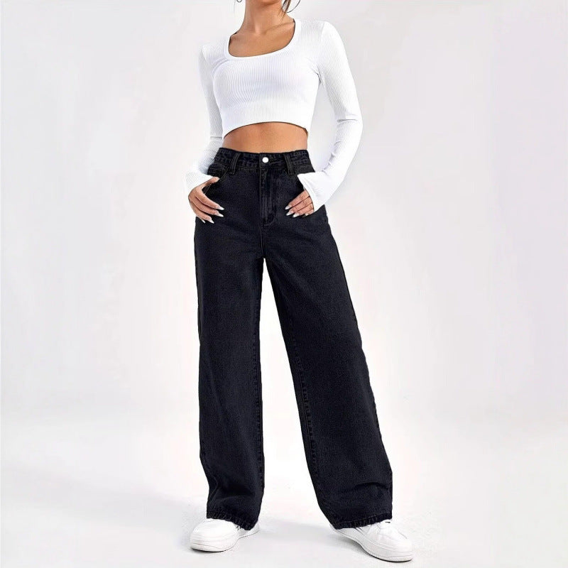 Solid Color Wide-Leg Pants