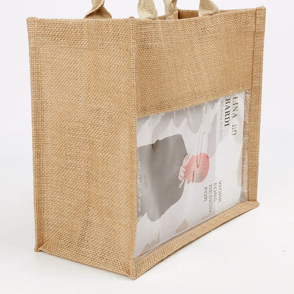 Solid-color windowed linen bags