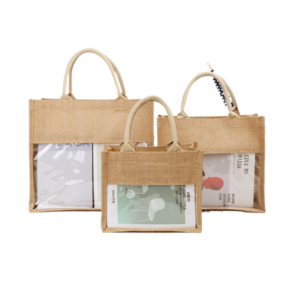Solid-color windowed linen bags