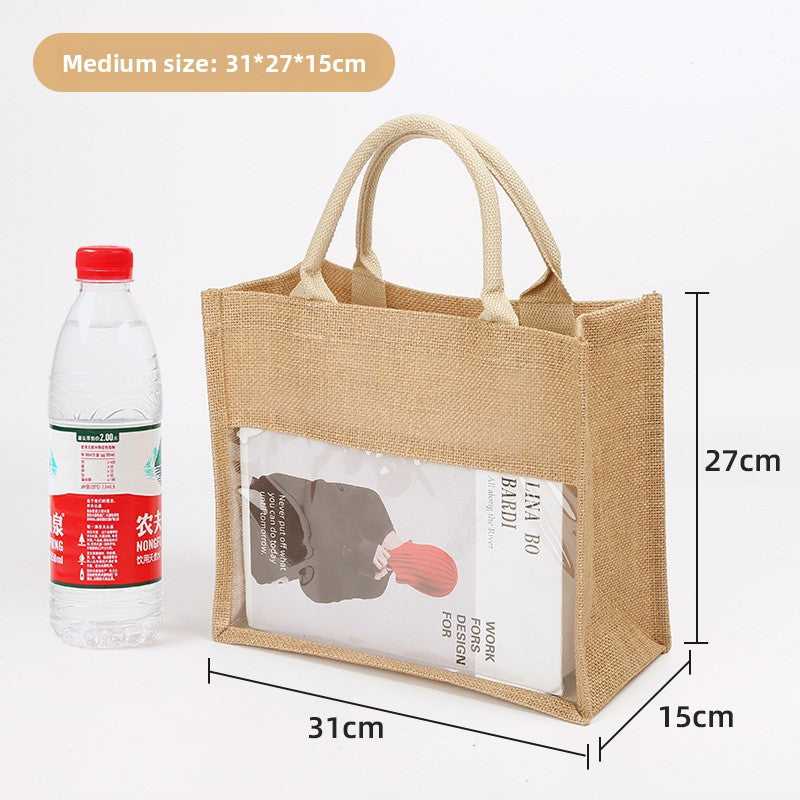 Solid-color windowed linen bags