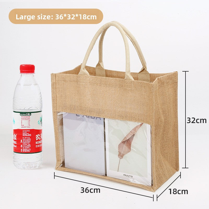 Solid-color windowed linen bags