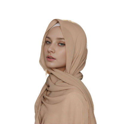 Solid-color women's headscarf with head wrap