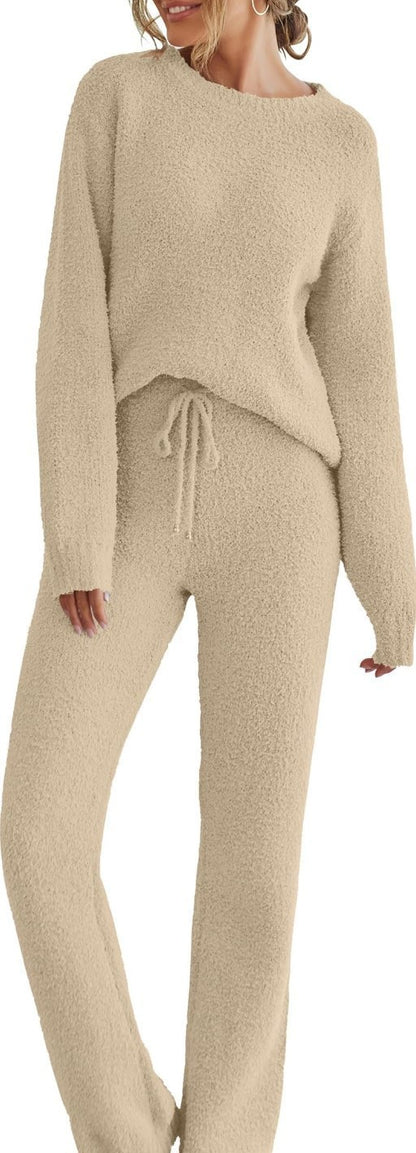 Solid Color Women's Long Sleeve Pants Suit