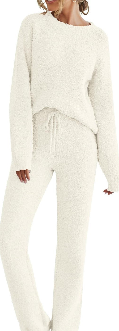 Solid Color Women's Long Sleeve Pants Suit