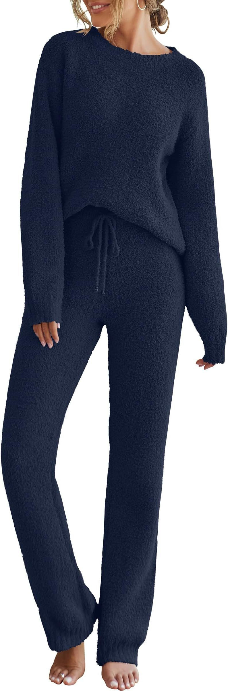 Solid Color Women's Long Sleeve Pants Suit