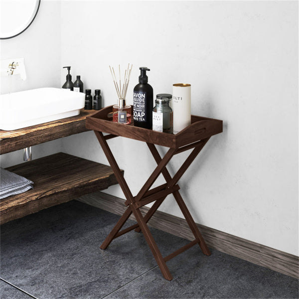 Solid teak tray table for the terrace