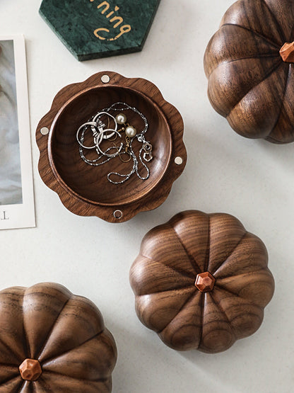 Solid Walnut Pumpkin Jewelry Storage Box