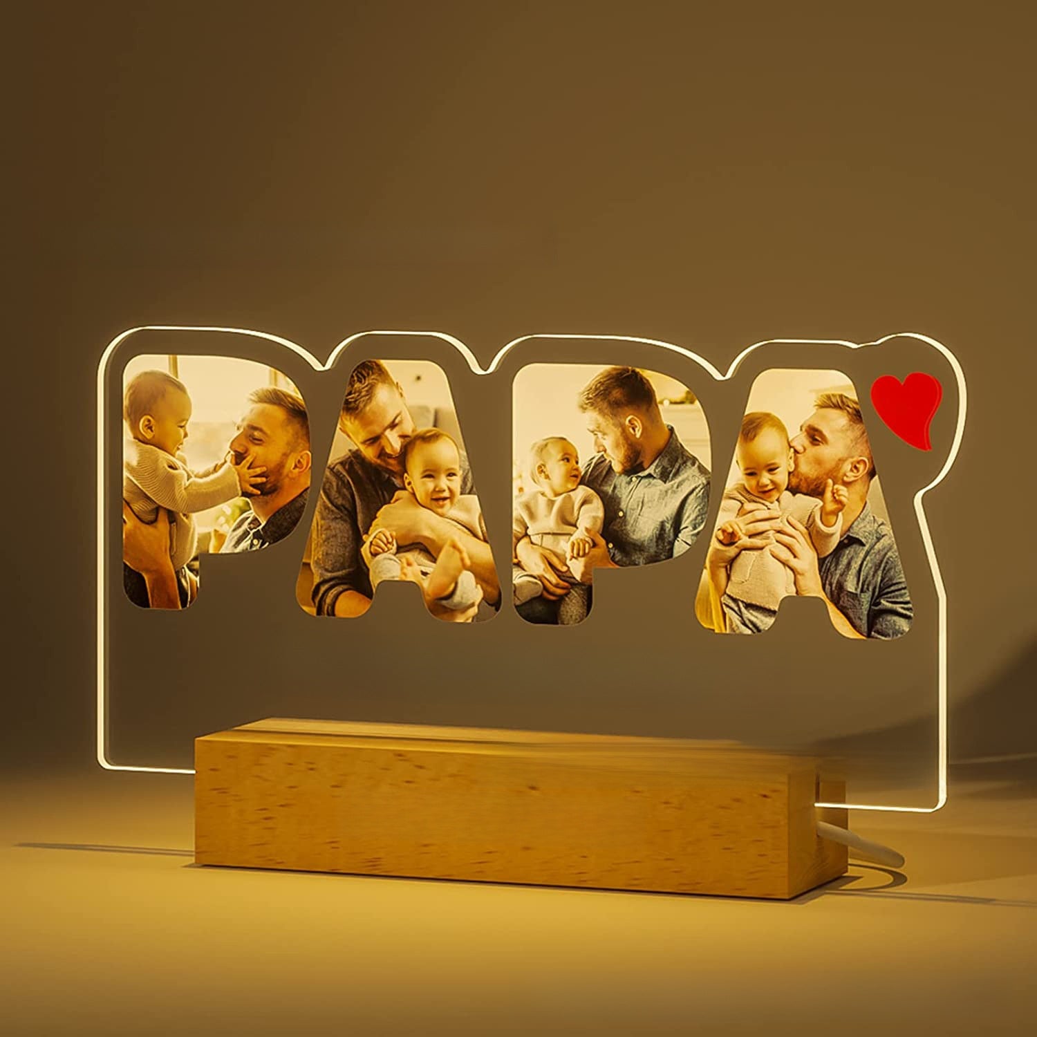 Solid Wood Base Acrylic Ambient Light