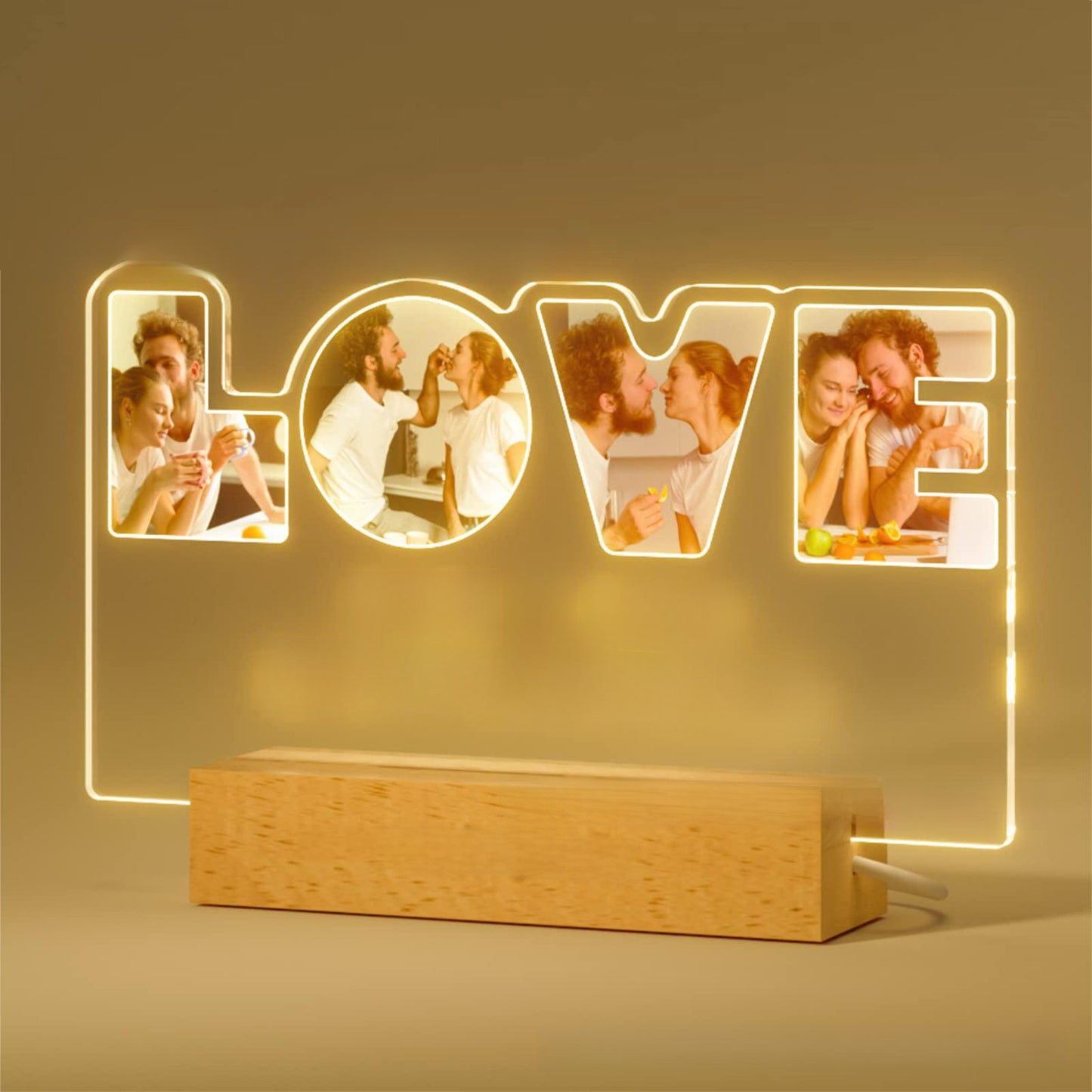 Solid Wood Base Acrylic Ambient Light