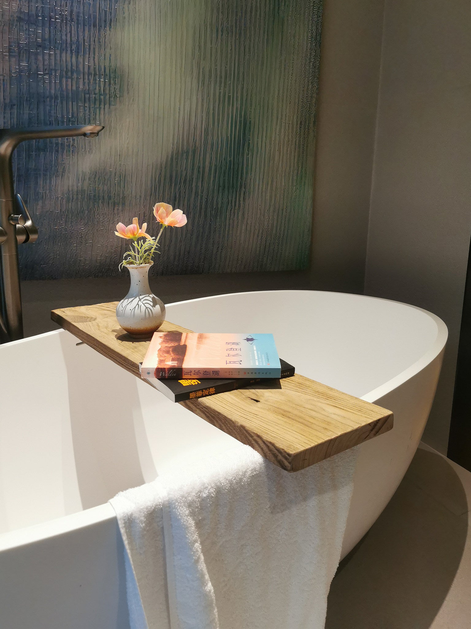 Solid Wood Bathroom Storage Shelf