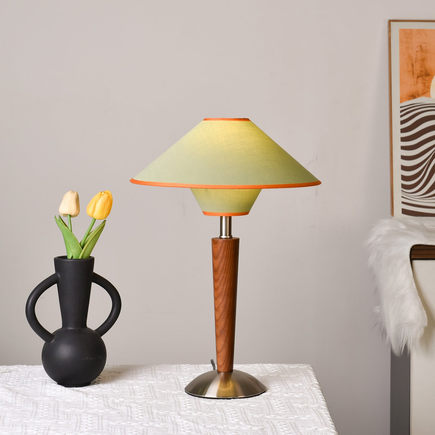 Solid wood bedside lamp
