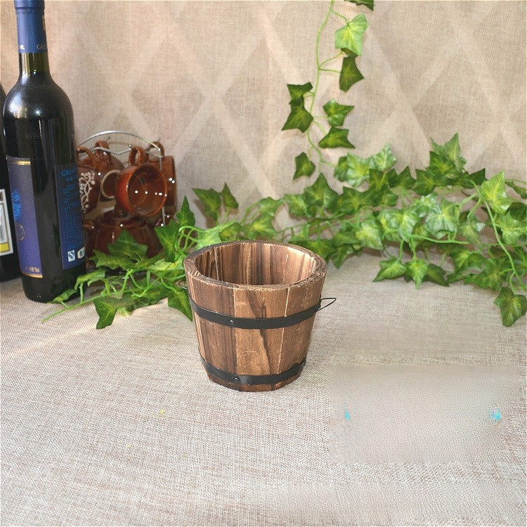 Solid Wood Carbonized Flower Pot
