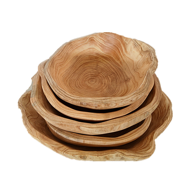 Solid Wood Carved Fruit Serving Tray