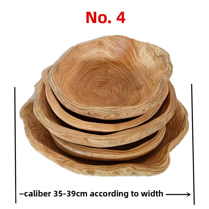 Solid Wood Carved Fruit Serving Tray