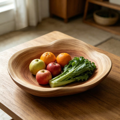 Solid Wood Carved Fruit Serving Tray
