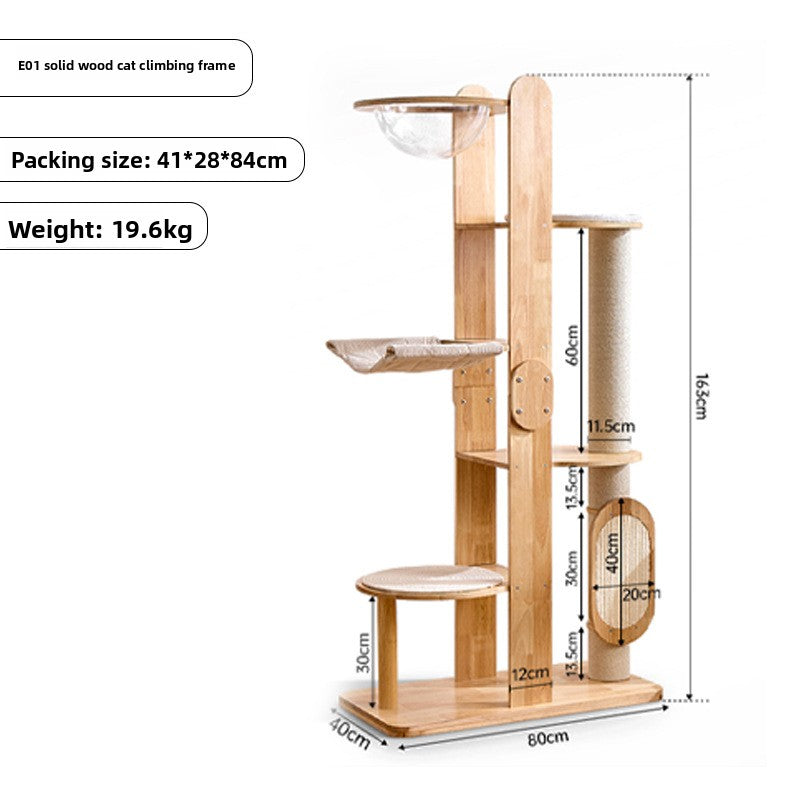 Solid Wood Cat Climbing Frame with Scratching Post