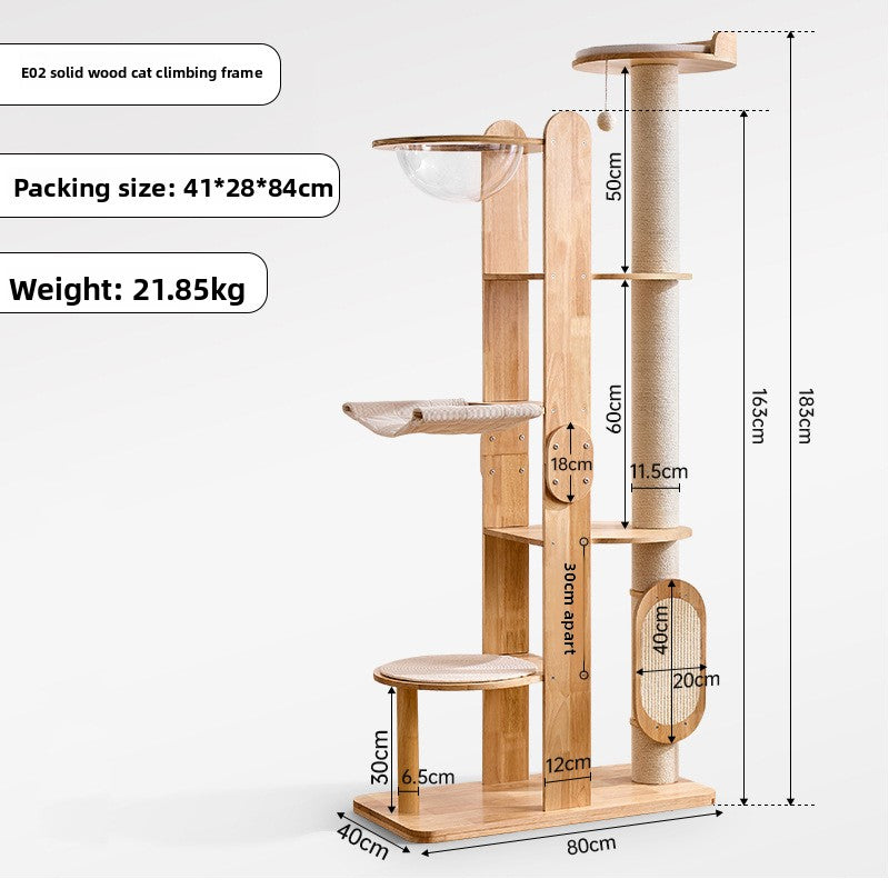 Solid Wood Cat Climbing Frame with Scratching Post