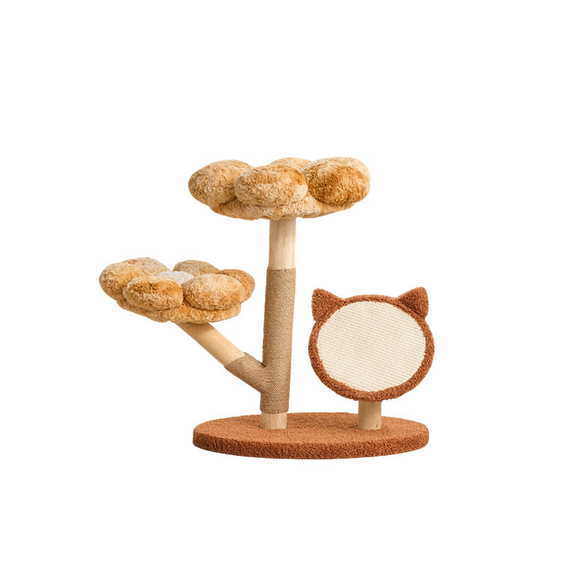 Solid Wood Cat Climbing Tree with Scratching Board