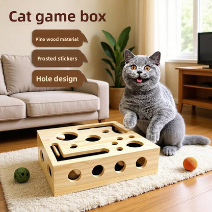 Solid Wood Cat Maze Toy