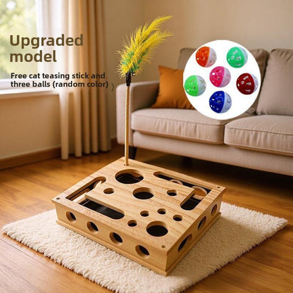 Solid Wood Cat Maze Toy