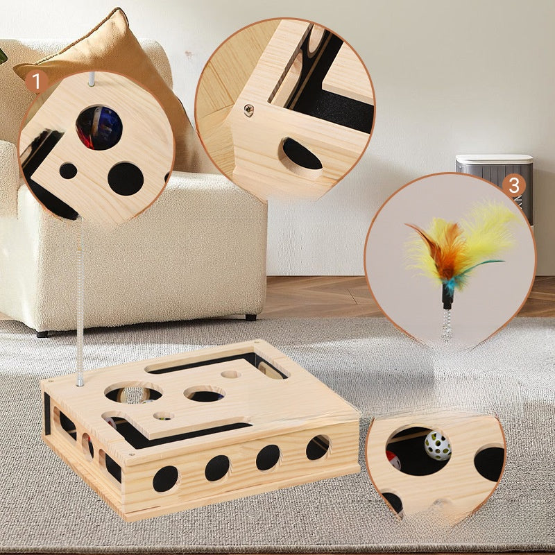 Solid Wood Cat Scratching Toy