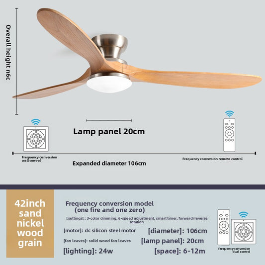 Solid Wood Ceiling Fan Light with LED Lighting