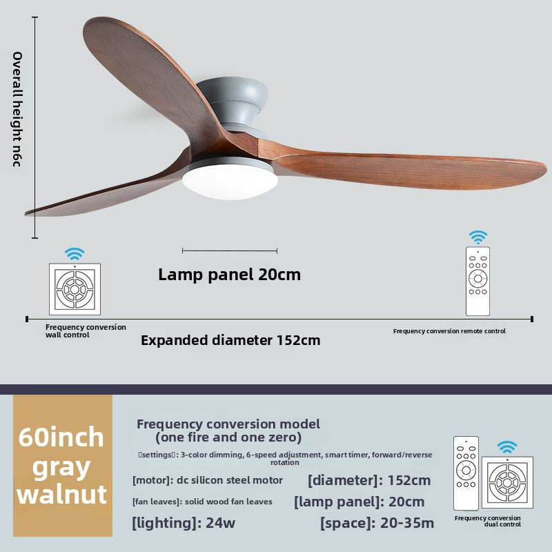 Solid Wood Ceiling Fan Light with LED Lighting