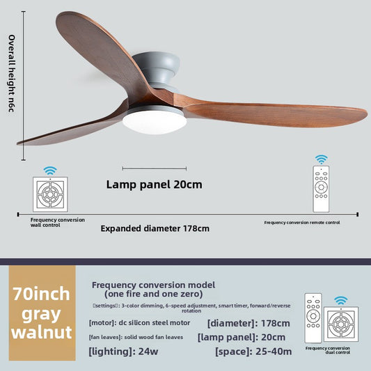 Solid Wood Ceiling Fan Light with LED Lighting