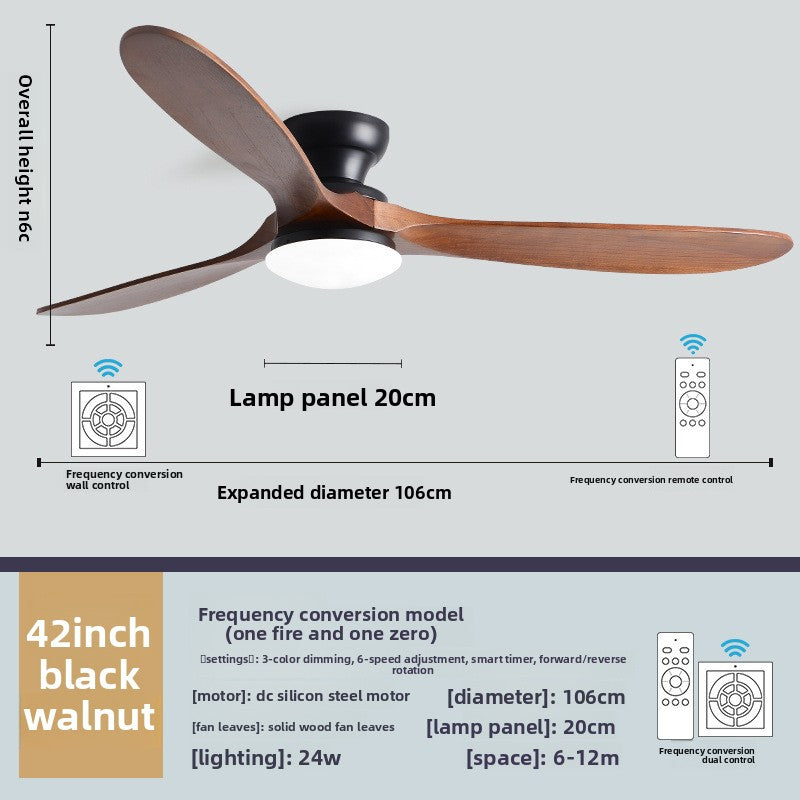 Solid Wood Ceiling Fan Light with LED Lighting