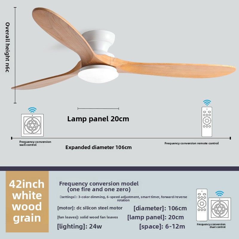 Solid Wood Ceiling Fan Light with LED Lighting
